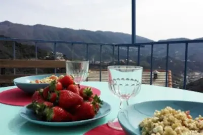 Vista generica sulle montagne o vista sulle montagne dall'interno della casa vacanze