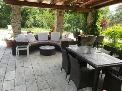 Area soggiorno di Casale del Pozzo-Villa with pool - Fosdinovo in the borgo of Pulica