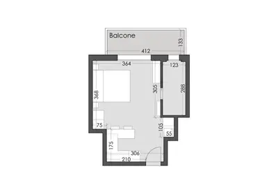 Planimetria di Monolocale con Terrazzo