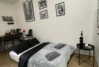 Letto o letti in una camera di The downtown loft Carpi Centro