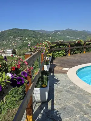Vista generica sulle montagne o vista sulle montagne dall'interno della casa vacanze