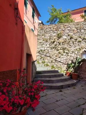 Planimetria di Camera tra le Cinque Terre, Camogli e Portofino. Vista valle e scorcio mare all'orizzonte
