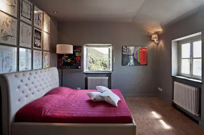 Letto o letti in una camera di Villa Margherita vicino a SESTRI levante appartamento per 5 in Villa ottocentesca