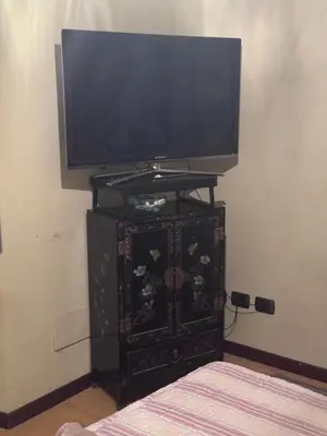 TV o dispositivi per l'intrattenimento presso Popii al mare Appartamento in villa storica fronte mare con wifi e aria condizionata, arredamenti di pregio e giardino parcheggio a pagamento su richiesta