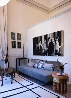 Area soggiorno di Palazzo Giacometti Suites