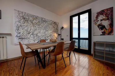Area soggiorno di 231C- Casa Sant'Ambrogio VISTA MARE, 2 Chilometri dal centro di Zoagli e dal Mare