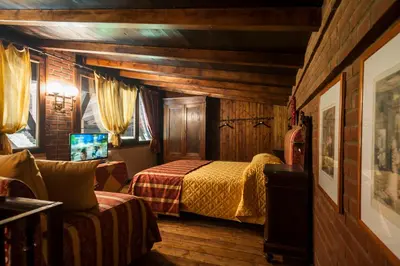 Letto o letti in una camera di Podere Sant'Angelo