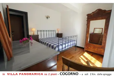 Letto o letti in una camera di Appartamento A in villa con vista panoramica