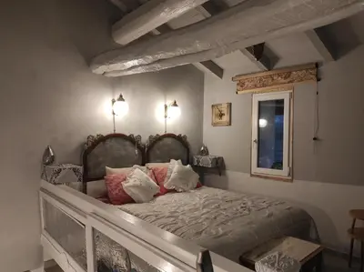 Letto o letti in una camera di La baia dei lupi