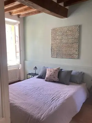 Letto o letti in una camera di Borgo Riccio