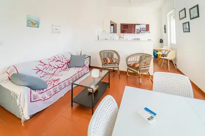 Area soggiorno di 025 - Casa Panoramica in centro, 90metri SPIAGGIA VISTA MARE con TERRAZZO Vista Portofino
