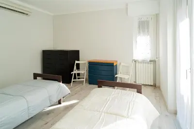 Letto o letti in una camera di 097 - Casa Stella a Riva Trigoso, 300 metri da mare e spiaggia, POSTO AUTO PRIVATO GRATIS